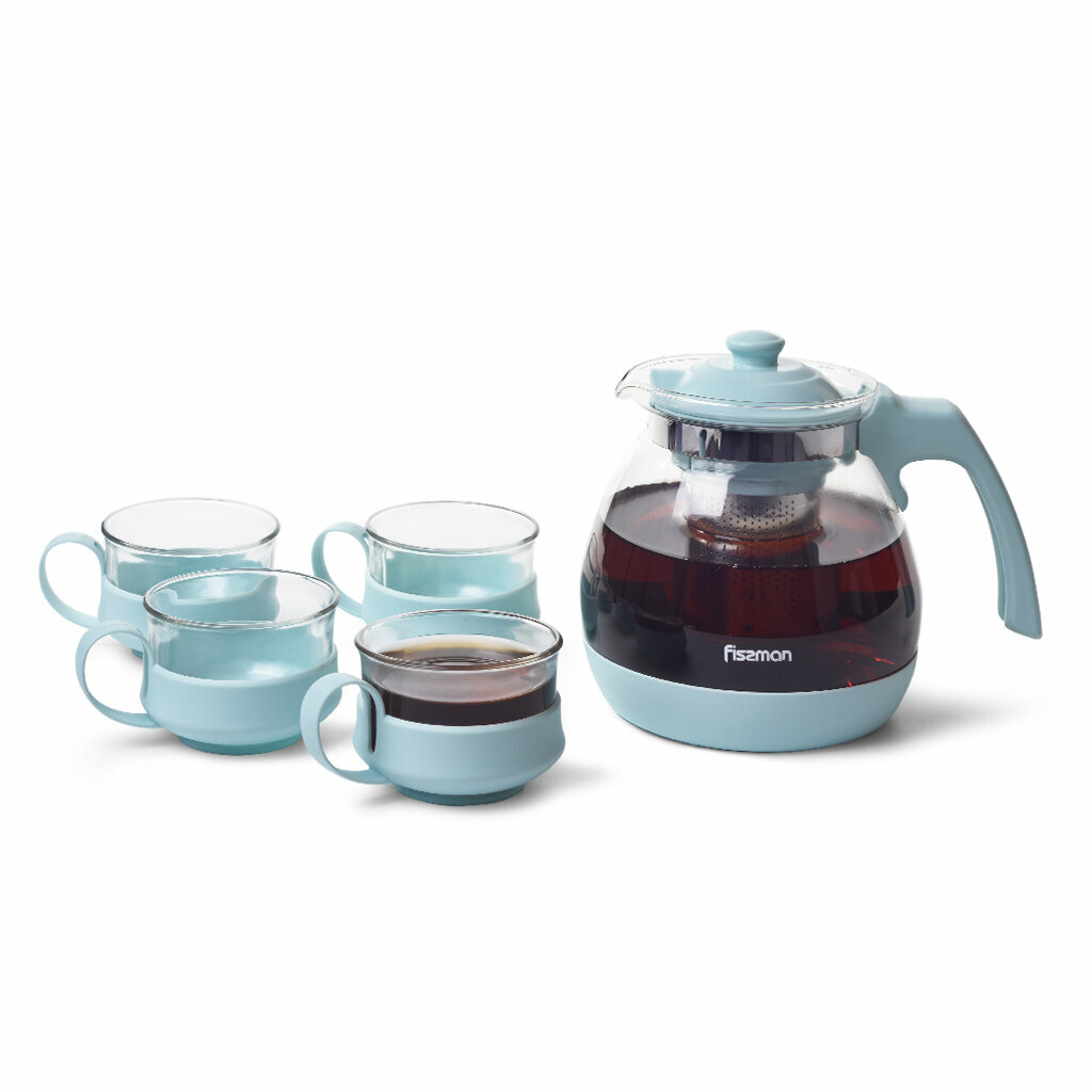 Чайный набор Fissman 5 предметов (чайник - 1200 мл; чашки - 150 мл 4 штуки) (6484)