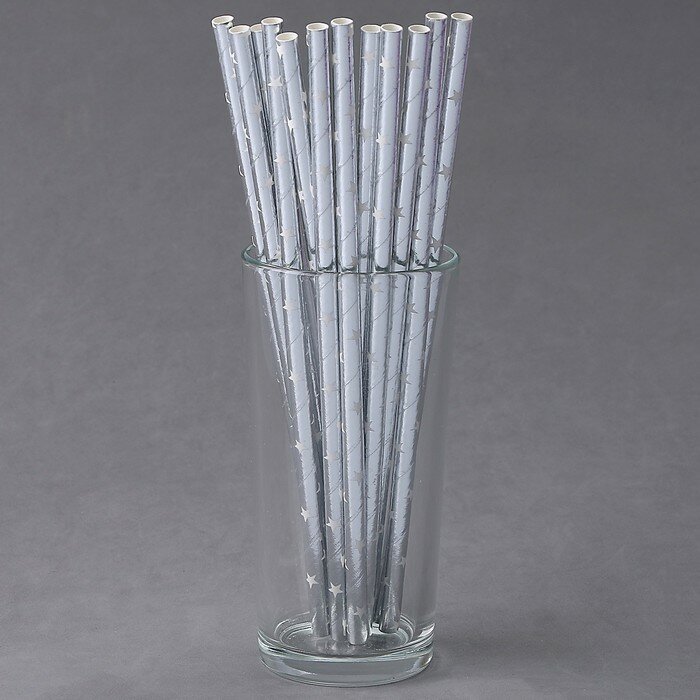 Трубочки для коктейля «Звёзды» набор 12 шт., цвет серебро - фотография № 3