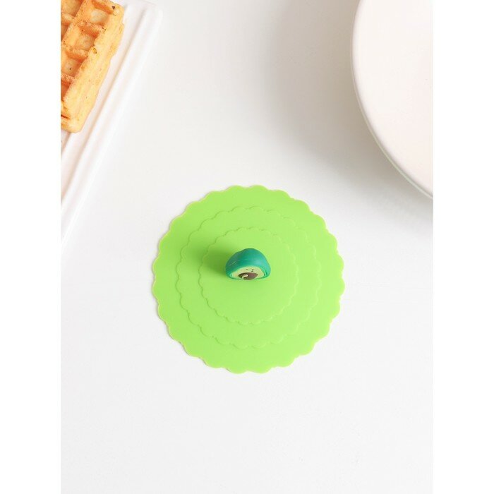 Силиконовая крышка-невыкипайка Доляна «Авокадо» d=10 см, цвет зелёный - фотография № 4