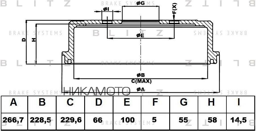 BLITZ BT0124 Барабан тормозной | зад |