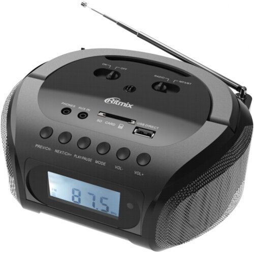 Радиоприемник Ritmix RBB-020 Bluetooth, 6 Вт, usb microSD FM, AM, SW, 220 В . аккумулятор