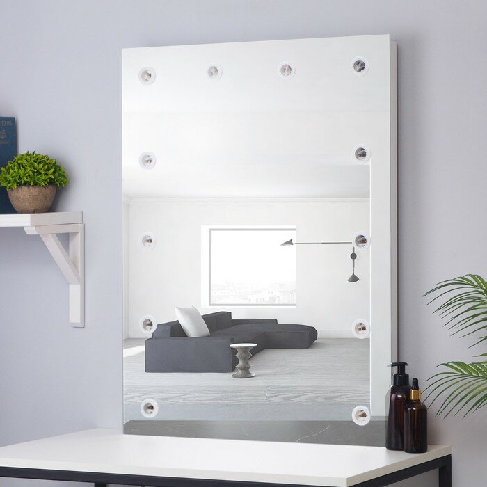 Зеркало, гримёрное, настенное, 12 лампочек, 60×80 см - фотография № 1