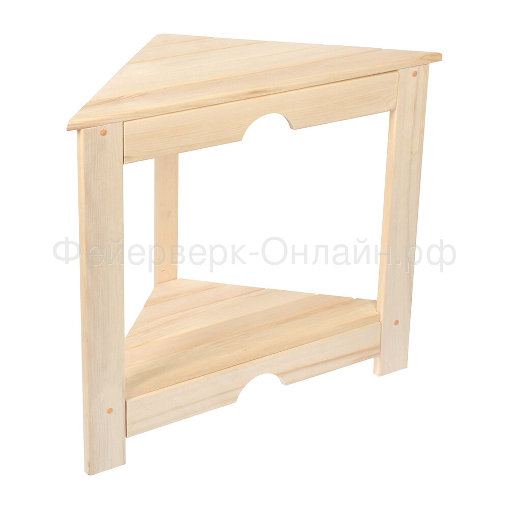 фото Столик Банные Штучки Угловой с полкой, из лиственных пород, 70х50 см