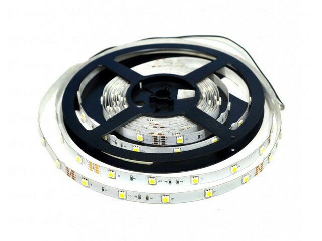 Светодиодная лента SMD5050-30LED-IP33 12 вольт 5м. - Цвет свечения:Белый 5500-6000K - фотография № 2