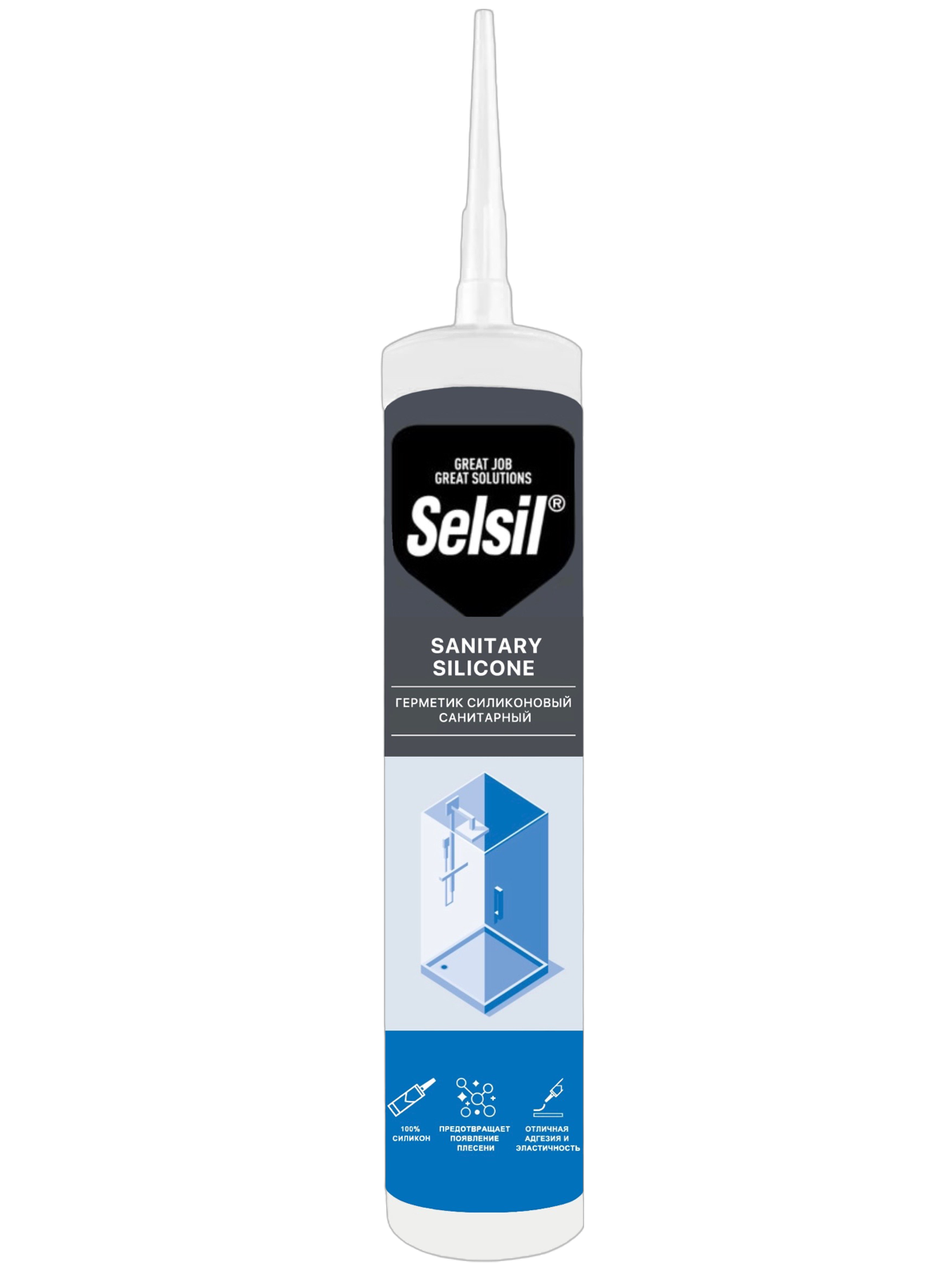Герметик Selsil Sanitary, силиконовый санитарный, белый, 280 мл