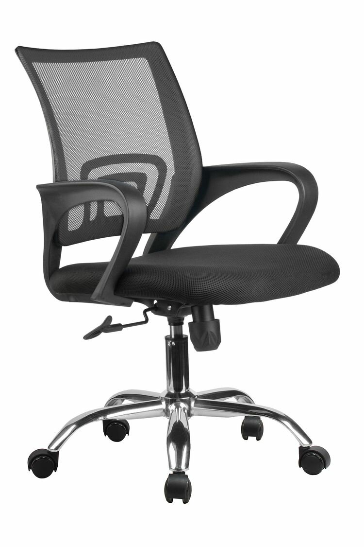 Компьютерное кресло Riva Chair 8085 JE Черная сетка Хром крестовина