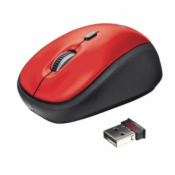 Мышь Trust Wireless Mouse Yvi, USB, 800-1600dpi, Red, подходит под обе руки (19522)
