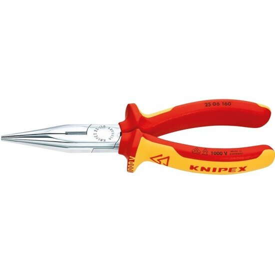 Круглогубцы KNIPEX 2506160, с режущими кромками хромированные 160 mm