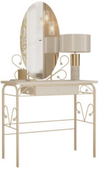 Туалетный столик с зеркалом Форвард-мебель Сандра Кремовый, металл / Белый, массив