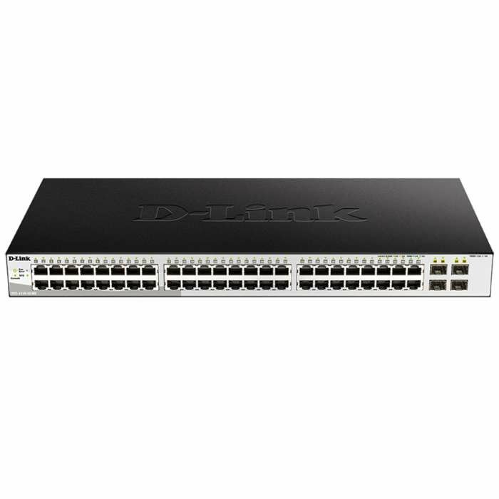 Коммутатор D-Link DGS-1210-52/ME/B1A, L2 Managed Switch with 48 10/100/1000Base-T ports and 4 1000Base-X SFP ports.16K Mac address, 802.3x Flow Control, 4K of 802.1Q VLAN, 802.1p Priority Queues, Traffic Segmen