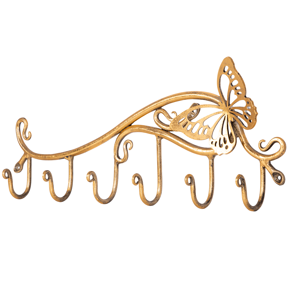 Вешалка настенная BOGACHO Бабочка Эир с 6 крючками бронзовая - фотография № 3