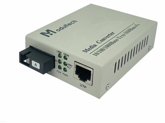 Медиаконвертер WDM, 40 км, 10/100/1000 Base-T – 1000 Base-FX, Tx:1310/Rx:1550, RJ-45, SC