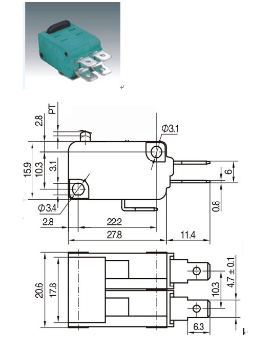 MSW-08 Микропереключатель KW3-0Z-2 5А - фотография № 2