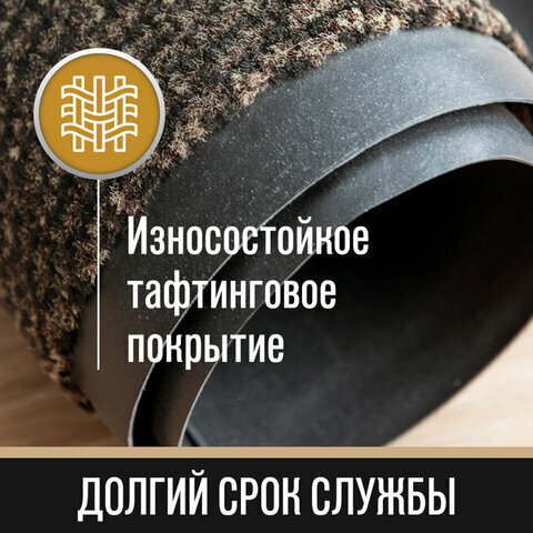 Коврик придверный износостойкий влаговпитывающий, комплект 5 шт., 60х90 см, тафтинг, коричневый, LAIMA EXPERT, 606884, С70Т0609 - фотография № 1