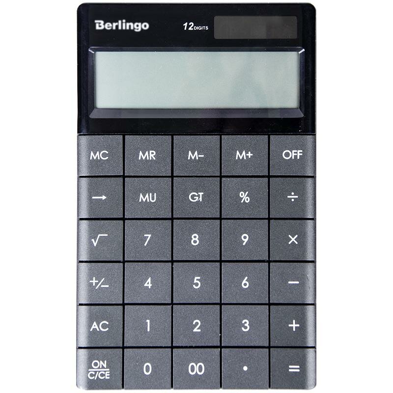 Калькулятор настольный 12 разрядов, двойное питание, 165*105*13 мм, антрацит. CIA_100