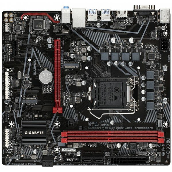 Материнская плата Gigabyte Soc-1200 B560M H, 2xDDR4-3200, D-SUB+HDMI, 1xPCI-Ex16, 1xPCI-Ex1, 4xSATA3(RAID 0/1/5/10), 2xM.2, 8 Ch Audio, GLan, (2+6)xUS