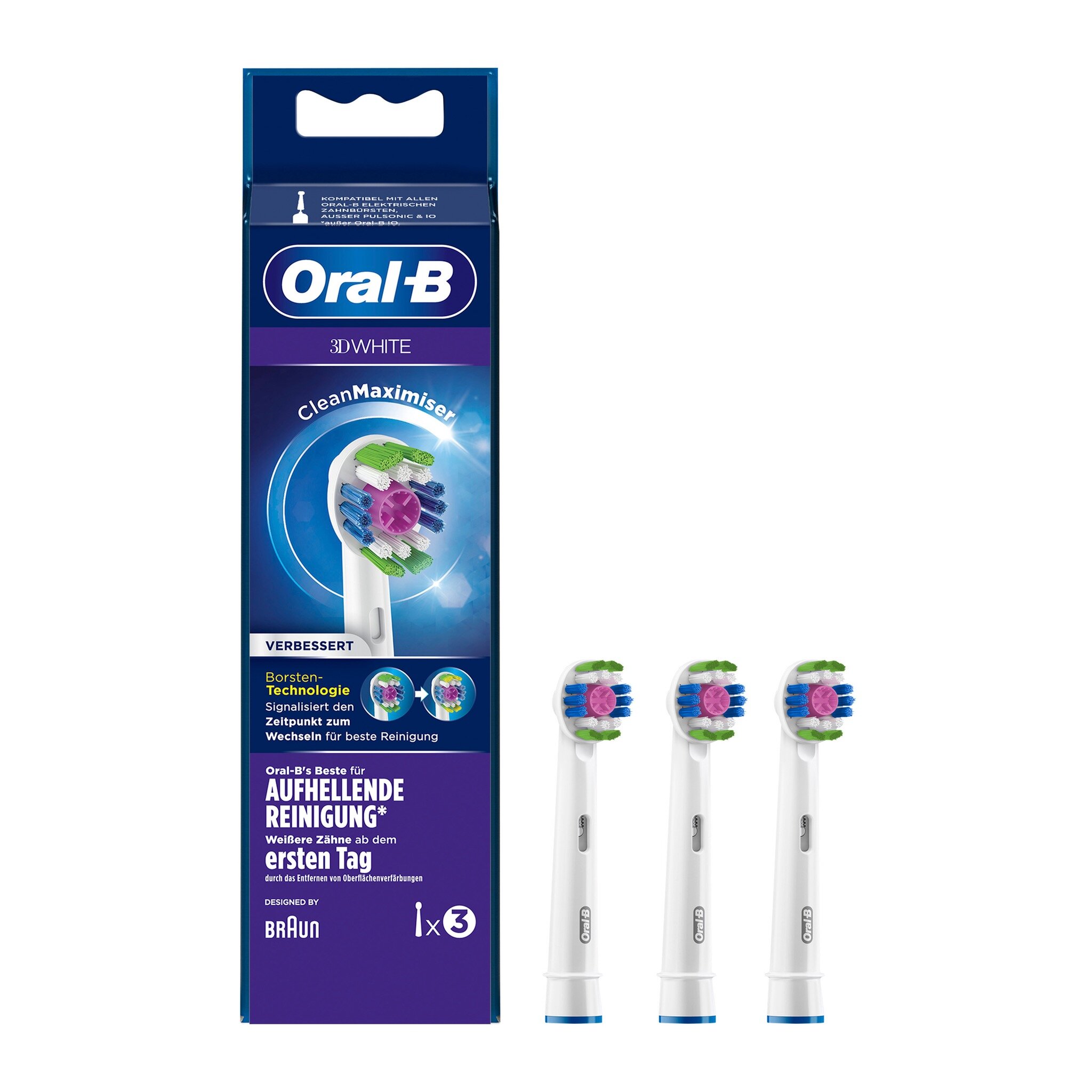 Насадки для зубной щетки Oral-B EB18pRB 3D White CleanMaximiser, 3шт.