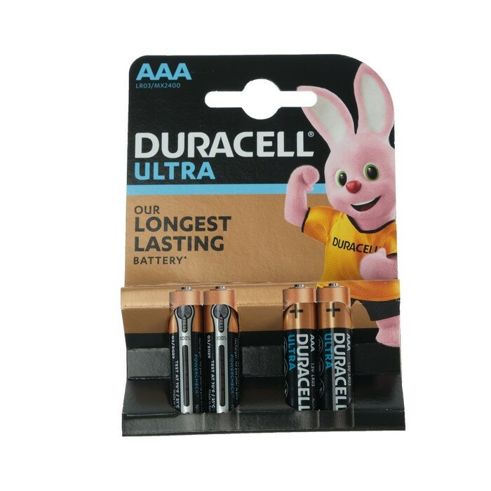 Duracell Батарейка алкалиновая Duracell Ultra Power, AAA, LR03-4BL, 1.5В, 4 шт.