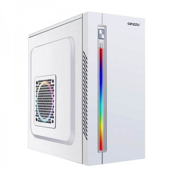 Корпус GINZZU D380 RGB White, mATX, без БП, белый