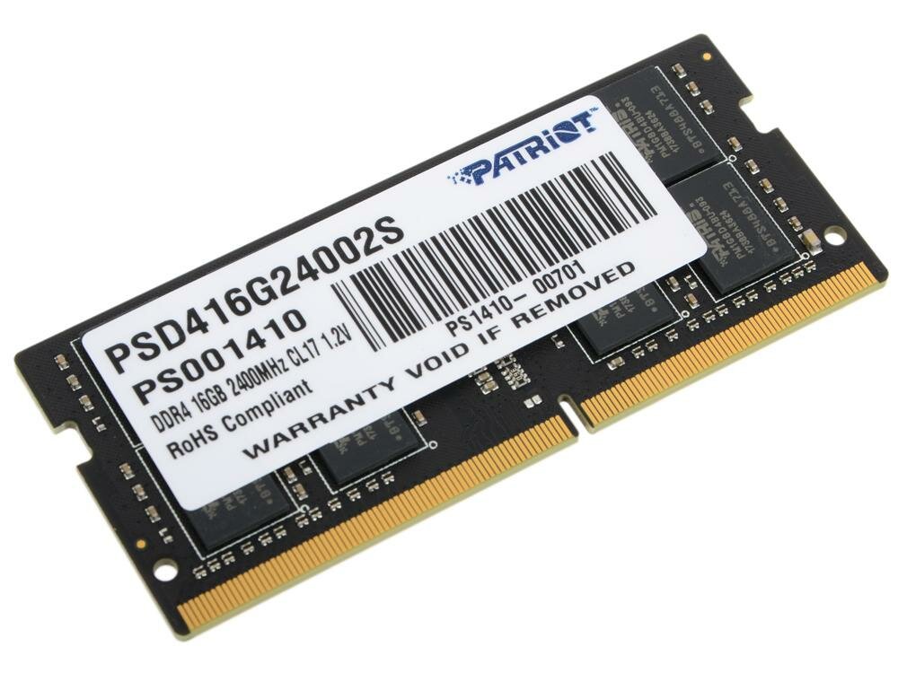 Оперативная память для ноутбука Patriot PSD416G24002S SO-DIMM 16Gb DDR4 2400 MHz PSD416G24002S