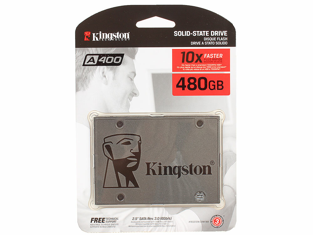 Твердотельный накопитель SSD 2.5" 480Gb Kingston SATA3 SSDNow A400 SA400S37/480G