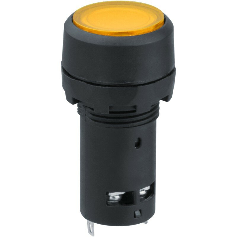 Кнопка Navigator 82 823 NBI-B-09-Y желтая с подсветкой d22мм 230В NO+NC, цена за 1 шт.