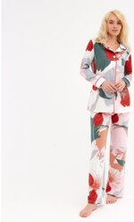 Пижама KAFTAN "Цветы" (рубашка, брюки) женская, цвет розовый, размер 48-50