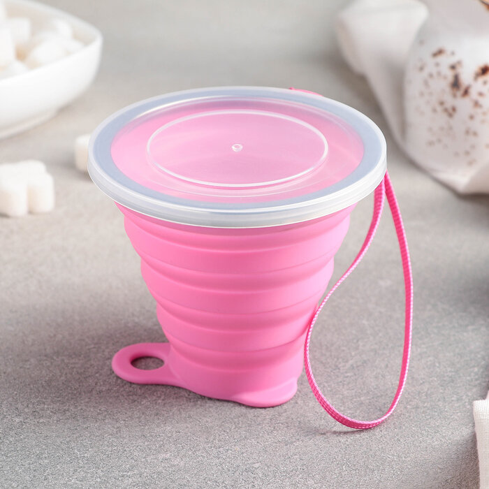 фото Стакан складной с крышкой Доляна "Айли", 9х8,5х9 см, цвет микс