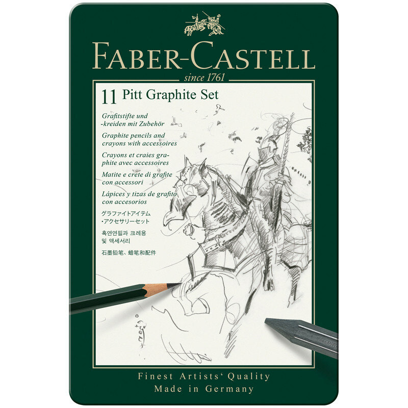 Набор карандашей ч/г Faber-Castell "Pitt Graphite", 11 предметов, заточен., метал. кор., 285941