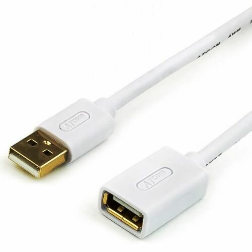 Удлинитель USB2.0 Am-Af AT3789 - кабель 1.8 метра, фильтр, белый