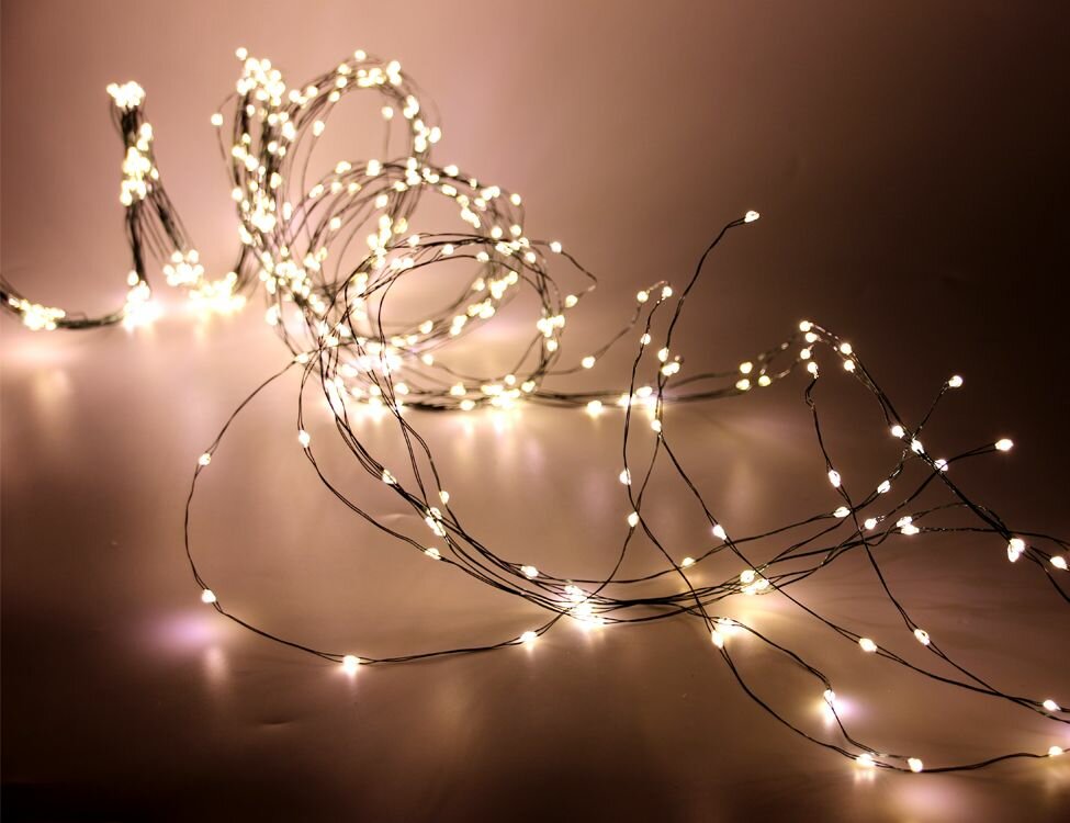 фото Гирлянда конский хвост, 200 тёплых белых mini LED-ламп, 10*2+5 м, серебряный провод, уличная, Koopman International AX8702520-1