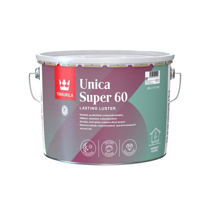 Tikkurila Unica Super 60,Износостойкий уретано-алкидный яхтный лак,9л