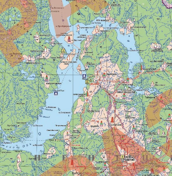 Карта полуострова ямала с городами и поселками