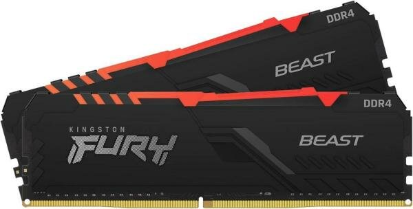 Оперативная память для компьютера 32Gb (2x16Gb) PC4-28800 3600MHz DDR4 DIMM CL18 Kingston FURY Beast KF436C18BBAK2/32