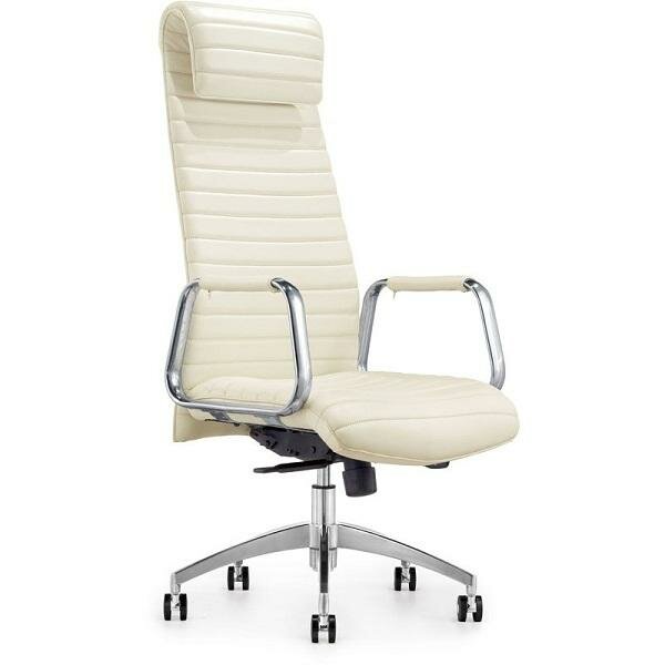 Кресло руководителя Easy Chair 528 ML обивка: натуральная кожа, цвет: белый/алюминий