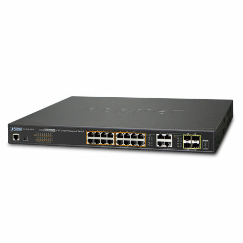 Управляемый коммутатор PLANET GS-4210-16P4C IPv6/IPv4, 16-Port Managed 802.3at POE+ Gigabit Ethernet Switch + 4-Port Gigabit Combo TP/SFP (220W)