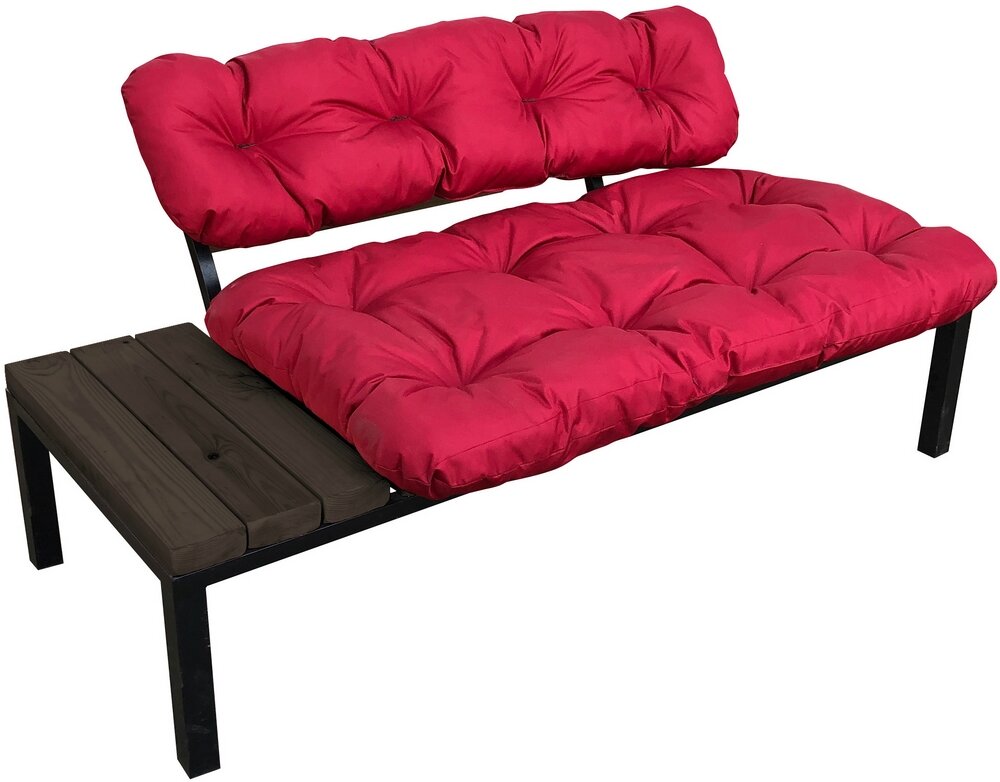 Садовый диван "Дачный" со столиком красная подушка M-Group