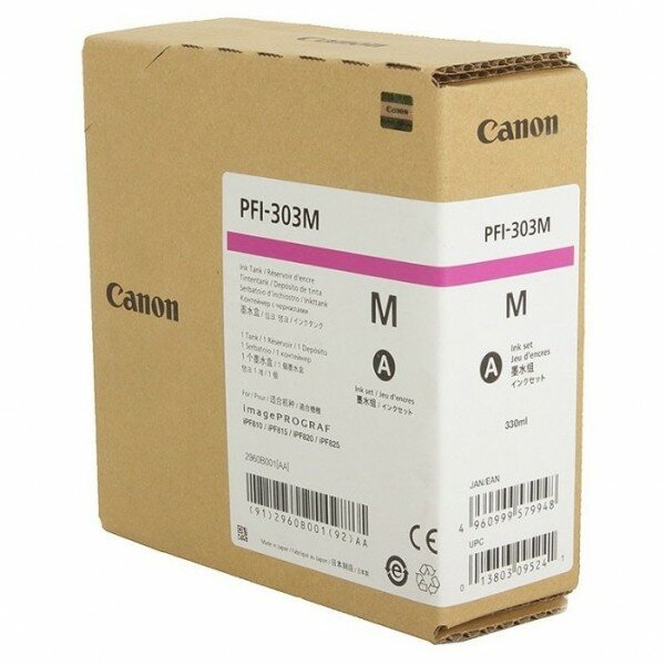 Картридж Canon PFI-303 M для плоттера iPF815/825. Пурпурный. 330 мл. 2960B001