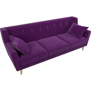 Кухонный прямой диван АртМебель Брайтон 3-х местный микровельвет фиолетовый - фотография № 3