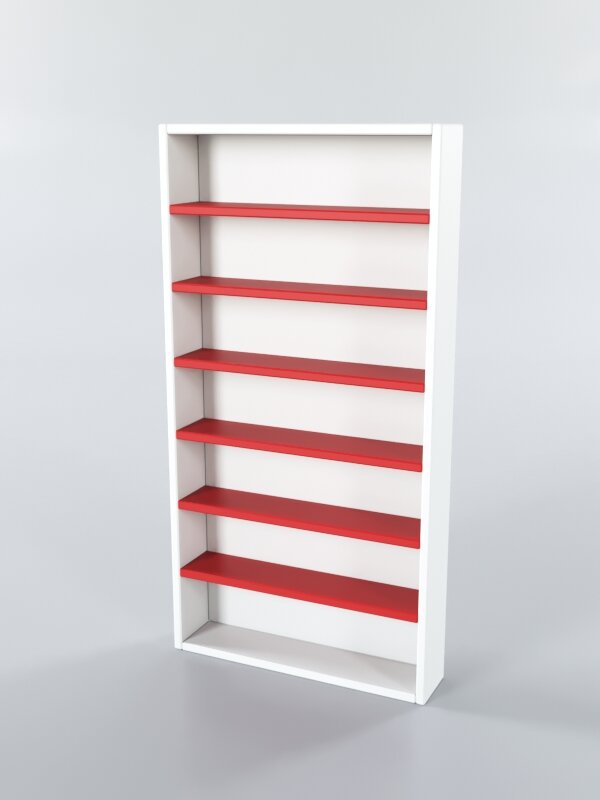 фото Стеллаж для нейл баров навесной №1, Белый + красный 50 x 11 x 97 см