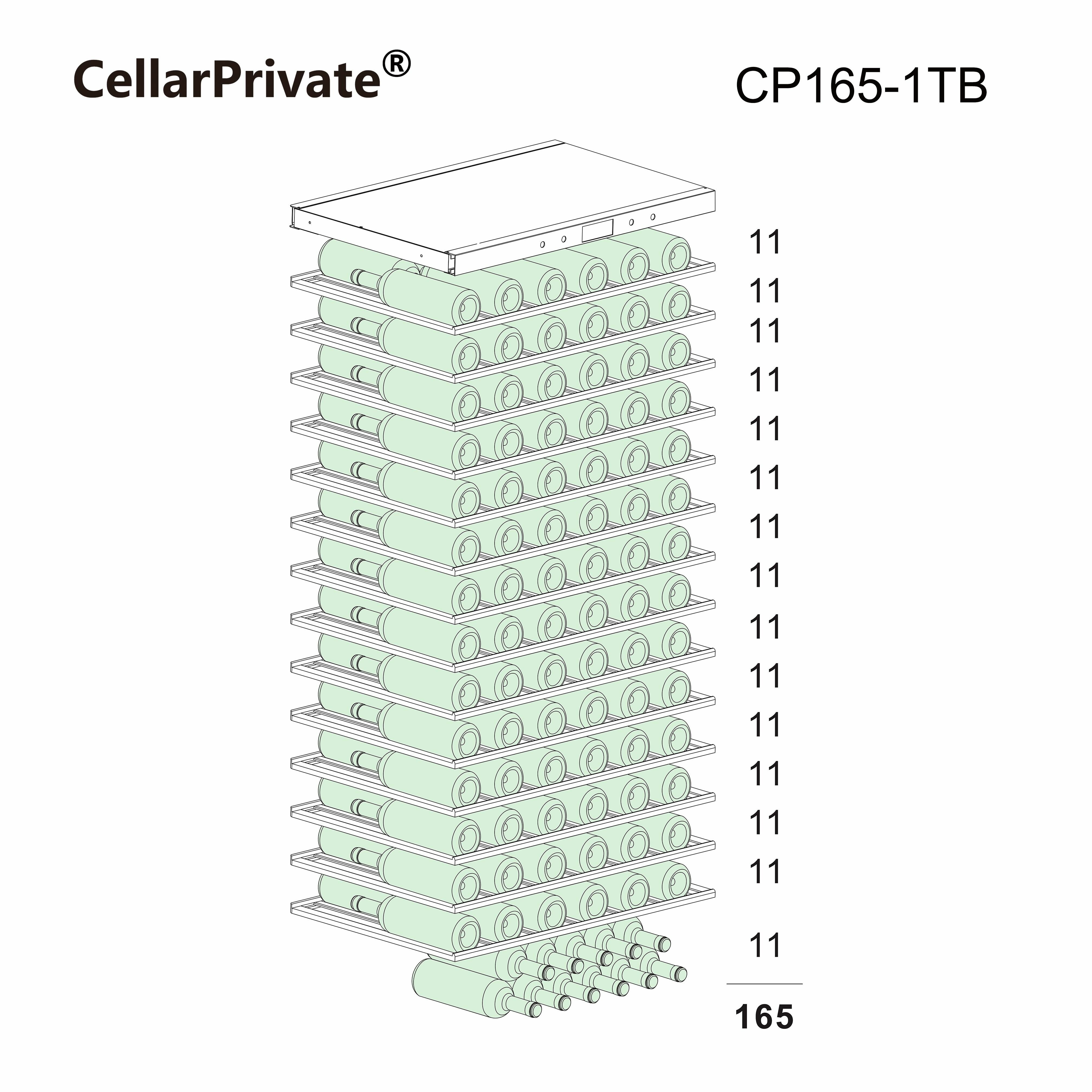 Винный шкаф Cellar Private CP165-1TB, встраиваемый, однотемпературный, 165бут, черный. - фотография № 4