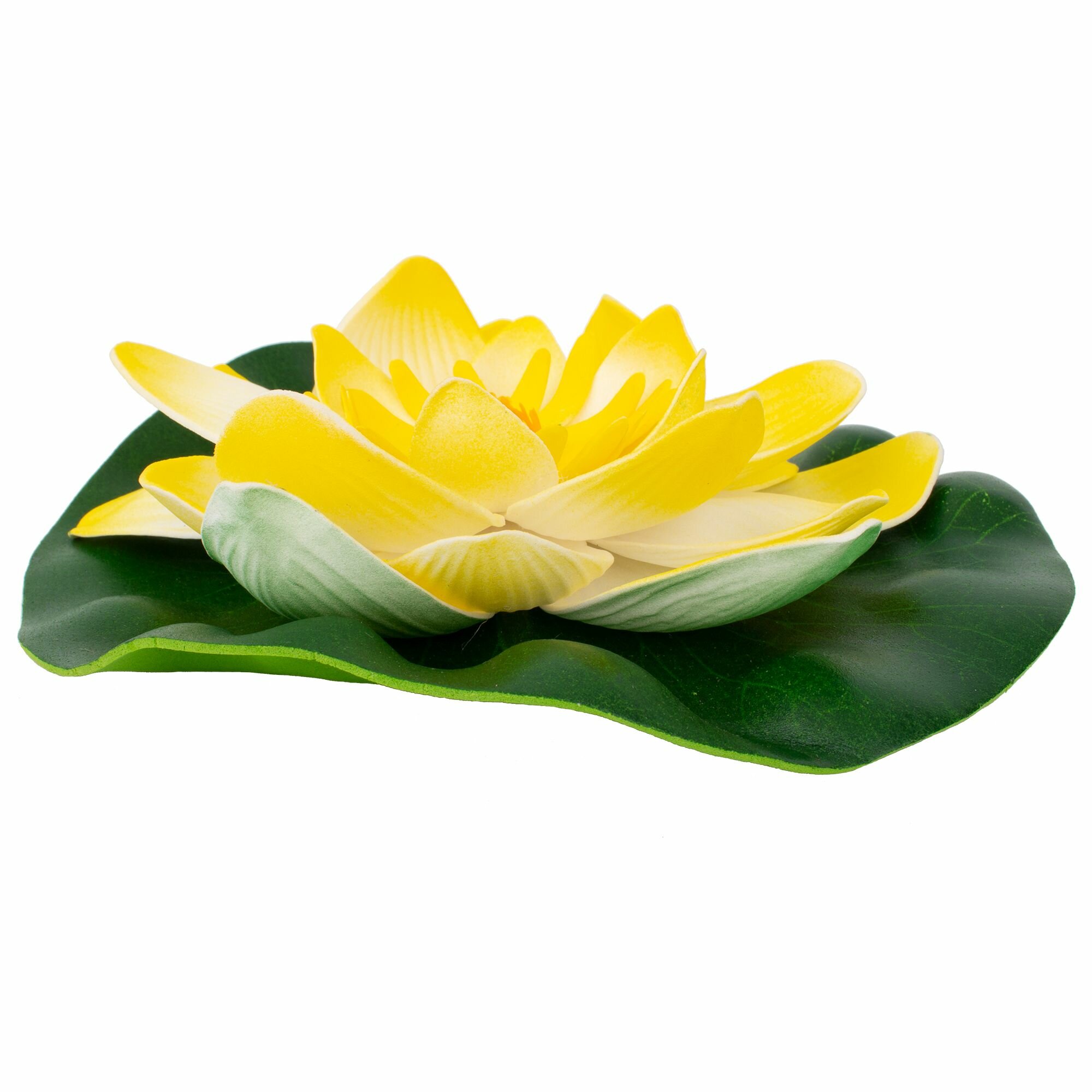 Цветок для водоема Ecotec Лилия пластик бело-желтый 18 см