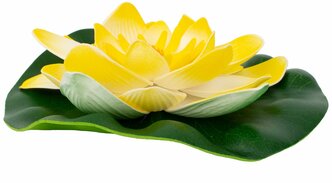Цветок для водоема Ecotec Лилия пластик бело-желтый 18 см