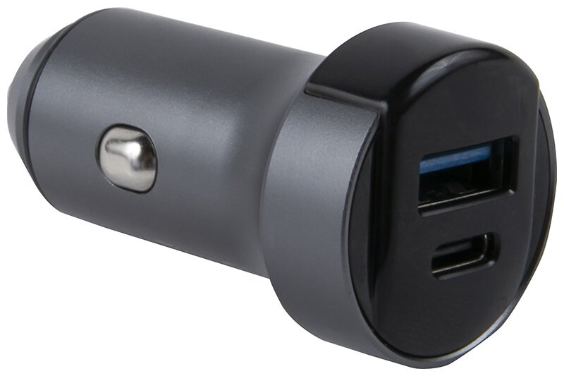 Автомобильное зарядное устройство Red Line Tech USB (QС 3.0 18W) и Type-C (PD 18W) (модель АС-19) 3A серый