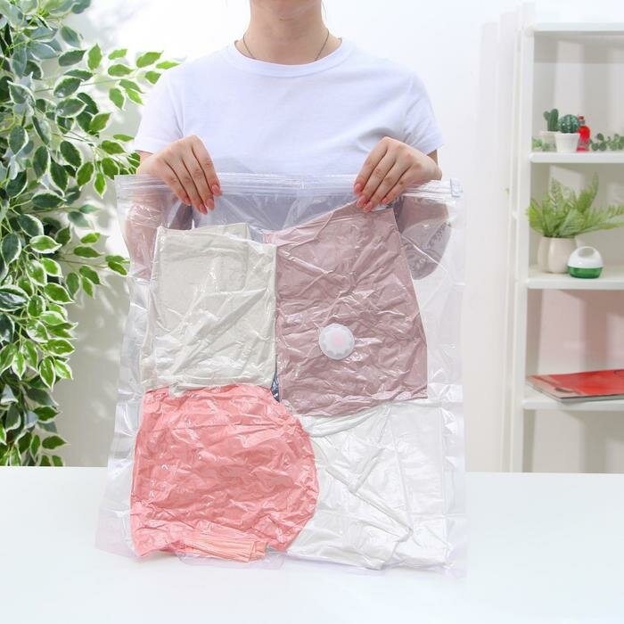 Вакуумный пакет для хранения одежды «Лаванда», 60?80 см, ароматизированный, прозрачный - фотография № 2