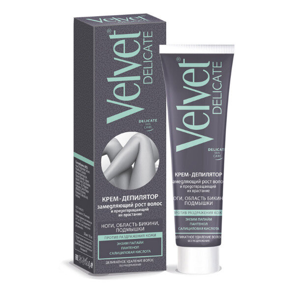 Velvet Delicate крем-депилятор замедляющий рост волос и предотвращающий их врастание, 100 мл 1 шт
