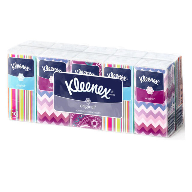 Kleenex Платки носовые бумажные неароматизированные 10х10 шт., 1 уп