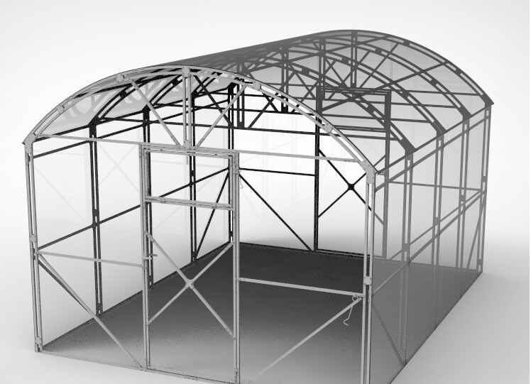 Теплица павильон AGRUS 3x8х2,43 каркас оцинкованная, краб (шаг 1м) - фотография № 1