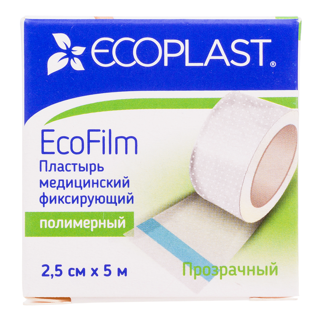 Пластырь медицинский фиксирующий полимерный "EcoFilm" 25 см х 5 м