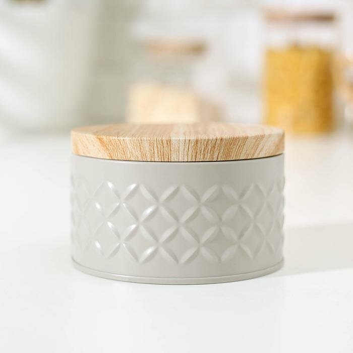 фото Банка для сыпучих продуктов «Сканди», 300 мл, 6×10 см, цвет серый